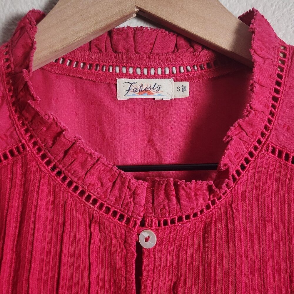 Faherty Shirt Womens Small Pink Sleeveless Button Front Organic Cotton Top - Picture 2 of 8